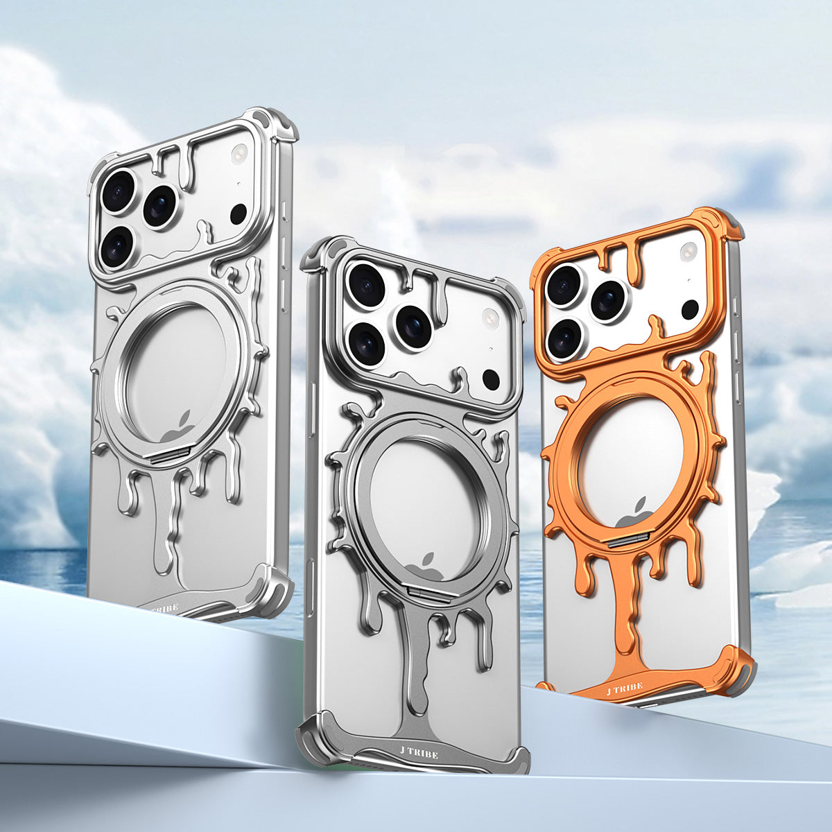 Armor King Glacier MagSafe Pivot Ring Stand Air Cushion Shockproof Metal Case Cover