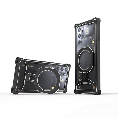 iy Bicolor Iron Palm MagSafe Aluminum Alloy Kickstand Shockproof Metal Case Cover