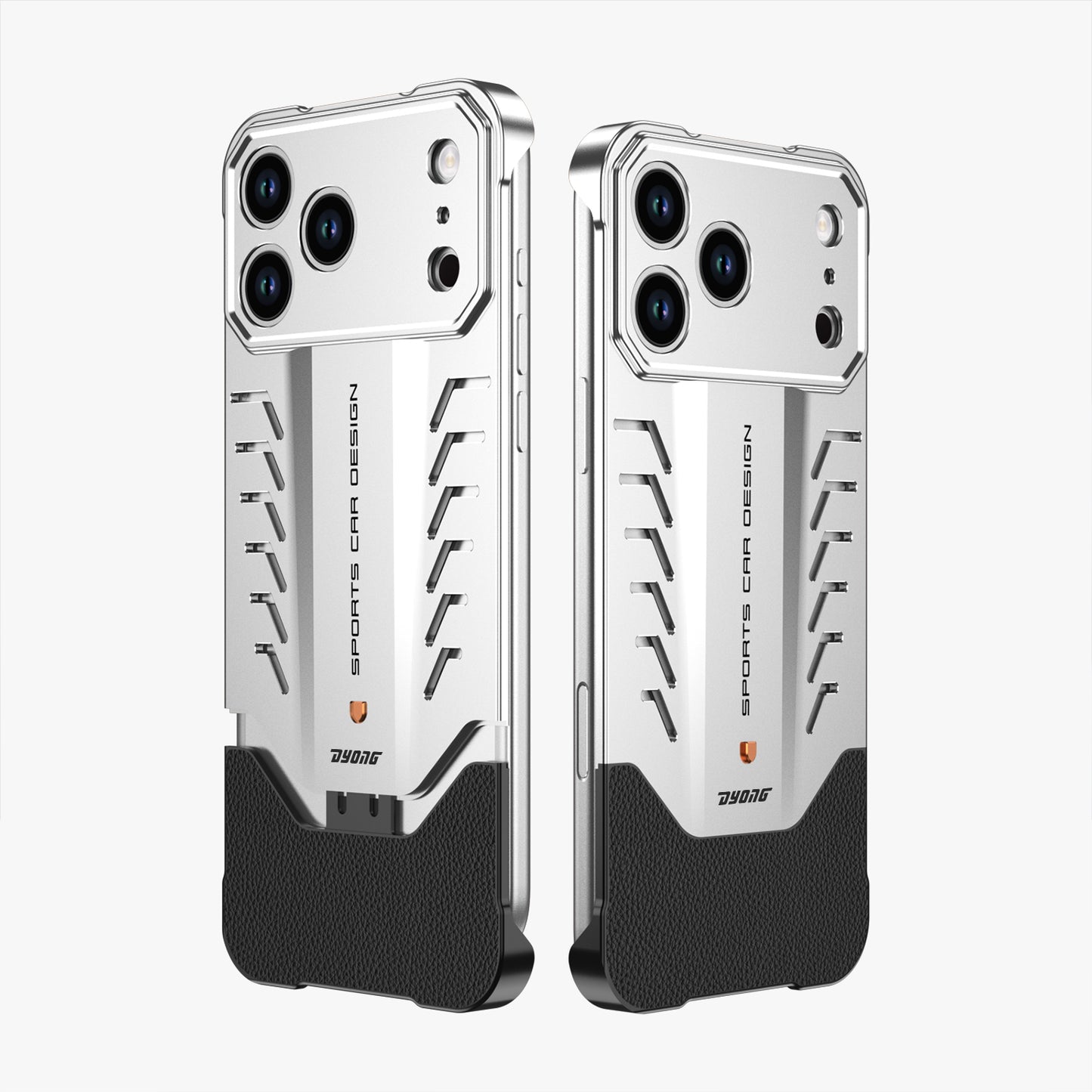 Armor King Sports Car Elastic Buckle Contrast Color Frameless Metal + Leather Case Cover for iPhone