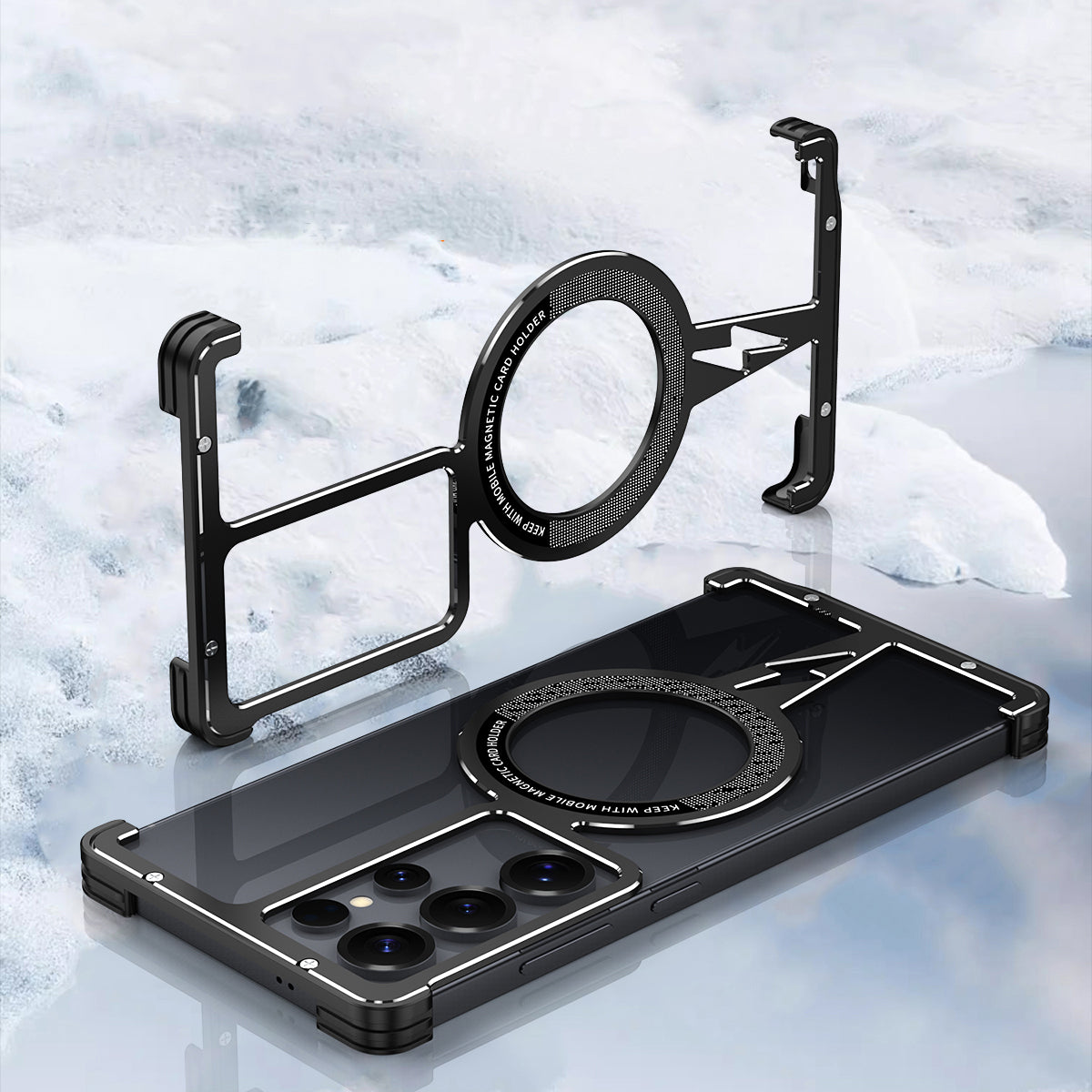 iy Bicolor Thor MagSafe Air Cushion Shockproof Kickstand Metal Case Cover