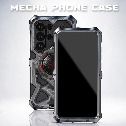 Luphie TS Water-resistant Shockproof Heavy Duty Mecha Metal Case Cover with MagSafe Pivot Ring Stand