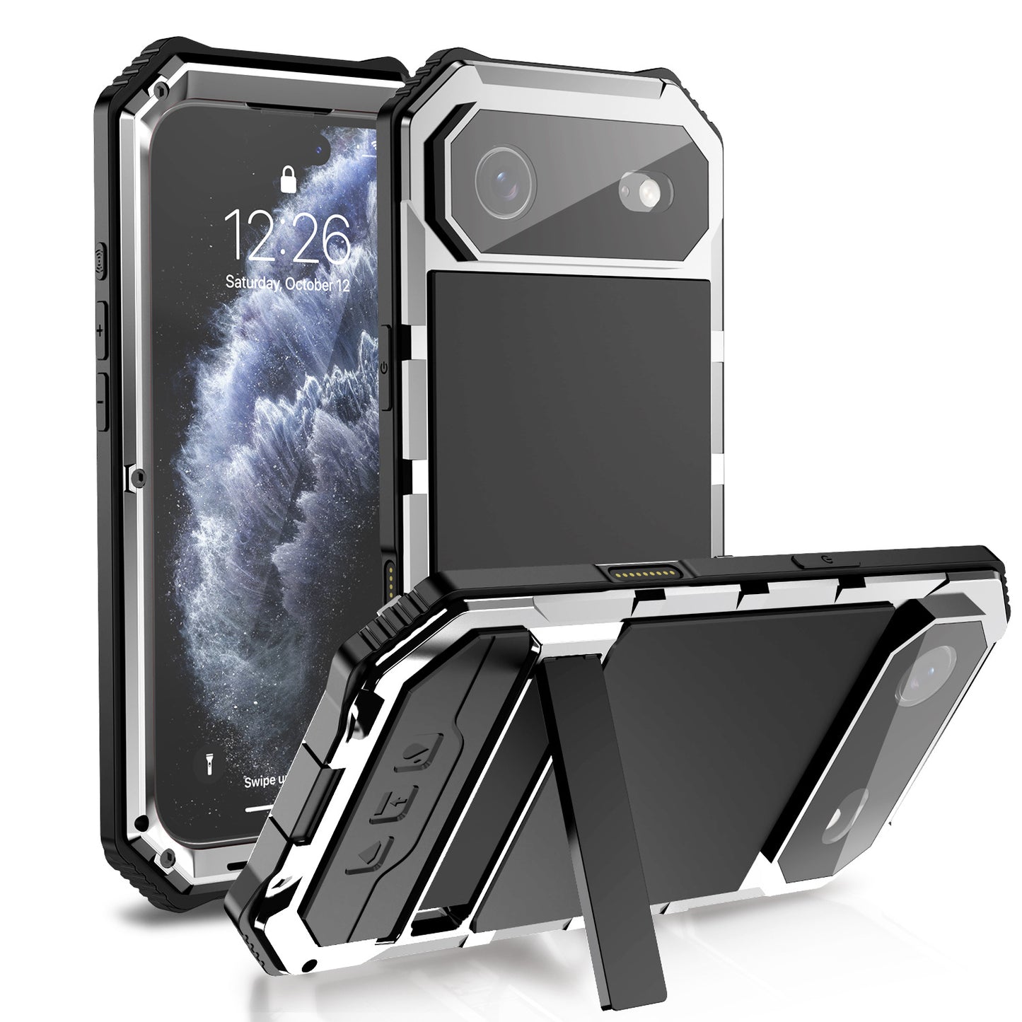 R-Just King Kong Kickstand Lens Protector IP54 Metal Outdoor Military Heavy Duty Case Cover