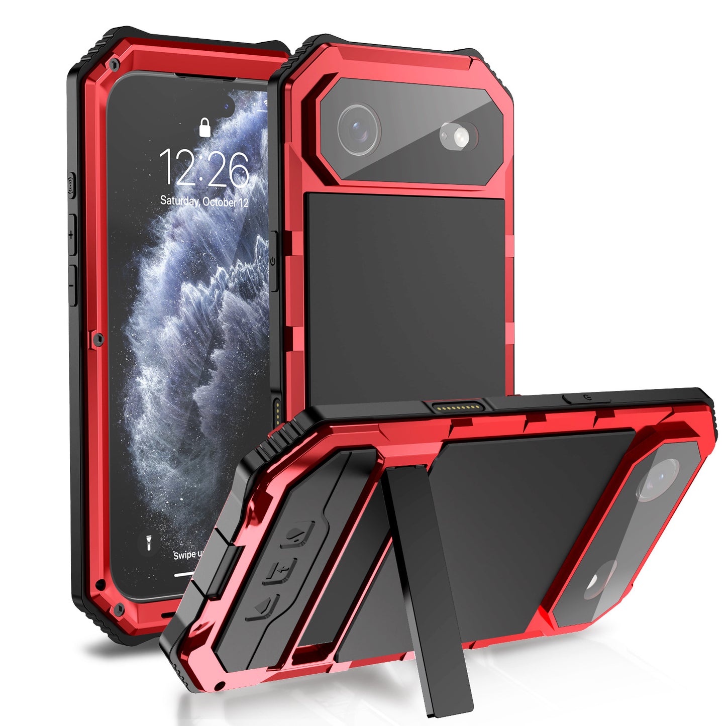 R-Just King Kong Kickstand Lens Protector IP54 Metal Outdoor Military Heavy Duty Case Cover