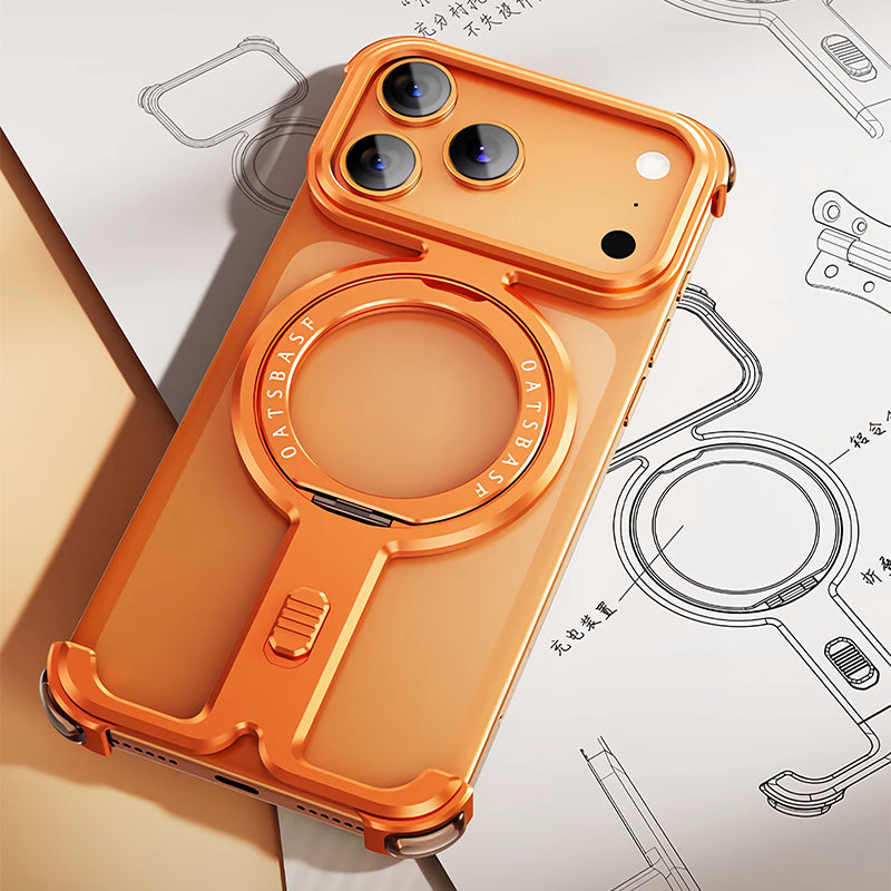 Oatsbasf New π MagSafe Pivot Ring Stand Air Cushion Minimalist Frameless Metal Case Cover