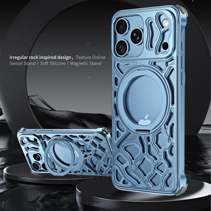 Armor King Rocky Clouds MagSafe Pivot Ring Stand Air Cushion Metal Case Cover