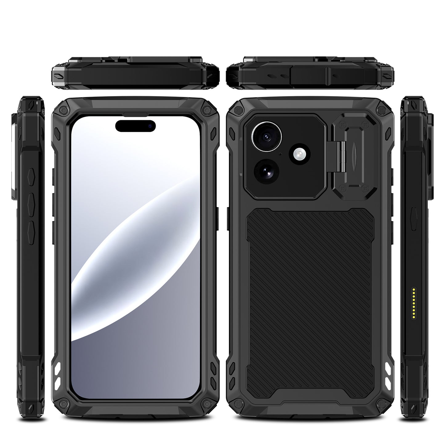 Armor King Silver Shield MagSafe Lens Protector Kickstand Military Heavy Duty Metal Case