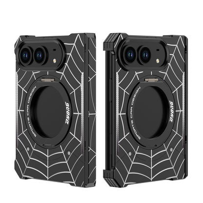 Armor King Spiderweb MagSafe Pivot Ring Stand Shockproof Frameless Metal Case Cover