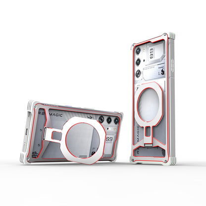 iy Bicolor Iron Palm MagSafe Aluminum Alloy Kickstand Shockproof Metal Case Cover