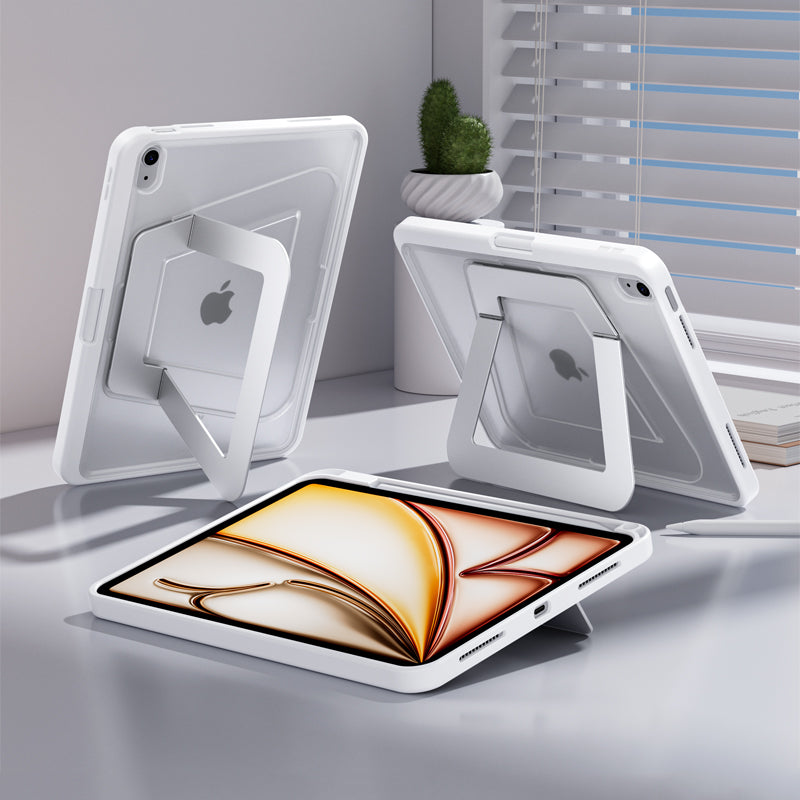 Armor King Double Aluminum Alloy Pivot Kickstand Acrylic + TPU Anti-bending Shockproof Case Cover for Apple iPad