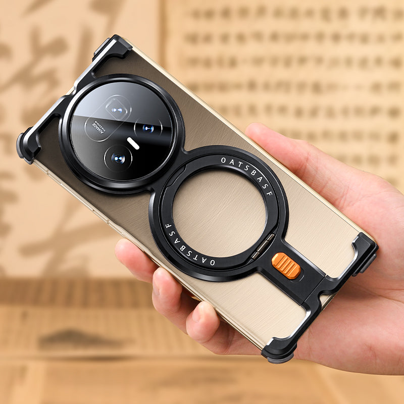 Oatsbasf New π MagSafe Pivot Ring Stand Air Cushion Minimalist Frameless Metal Case Cover