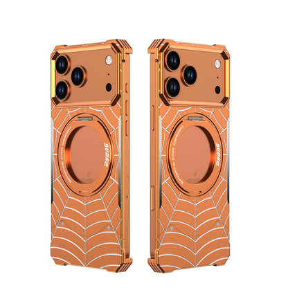 Armor King Spiderweb MagSafe Pivot Ring Stand Shockproof Frameless Metal Case Cover