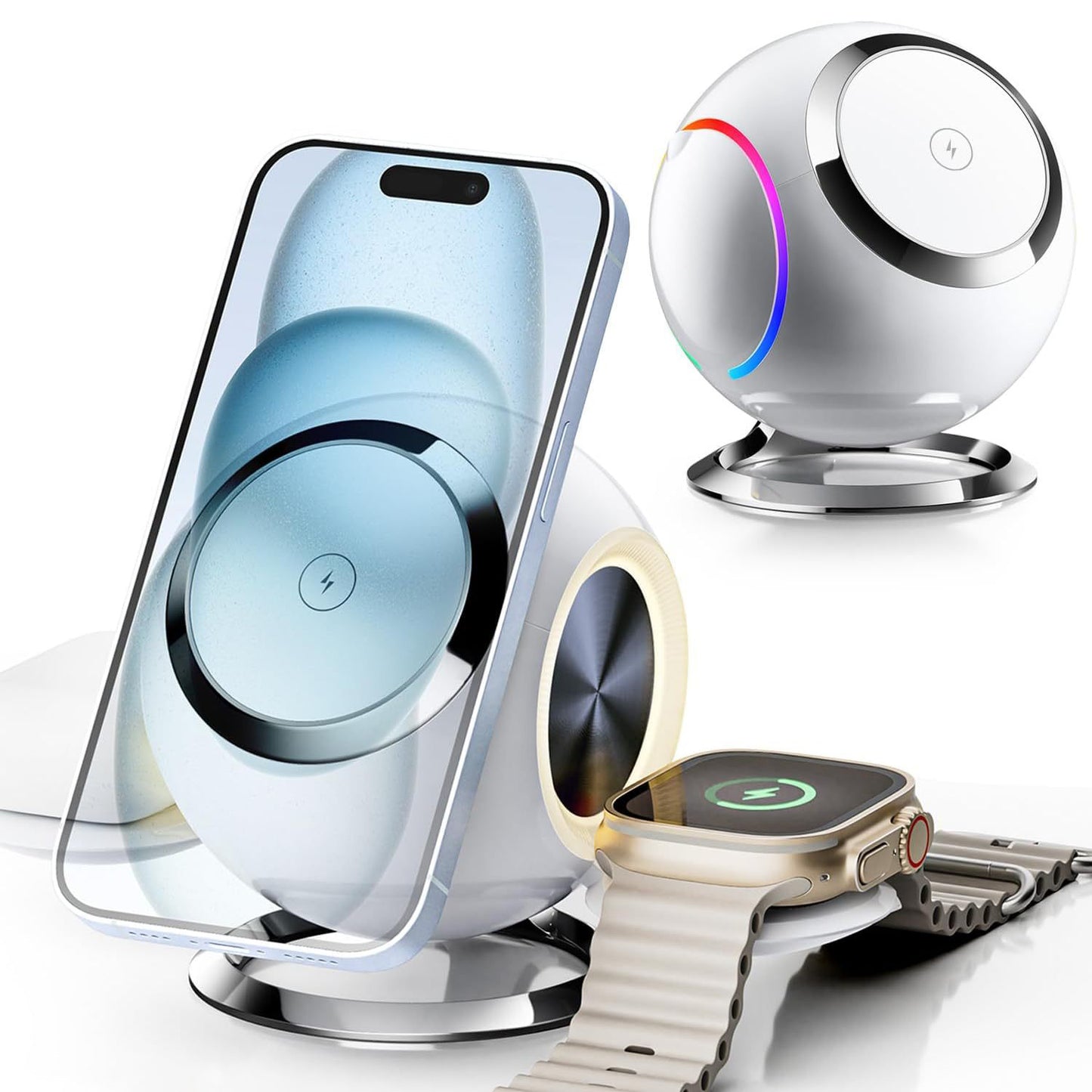 Armor King Venus 3-in-1 MagSafe Charger Stand Magnetic Wireless Charging Station