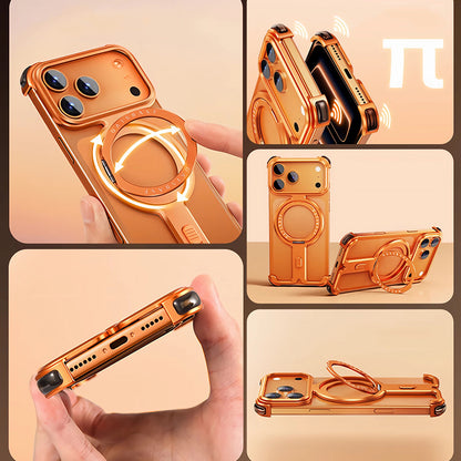 Oatsbasf New π MagSafe Pivot Ring Stand Air Cushion Minimalist Frameless Metal Case Cover