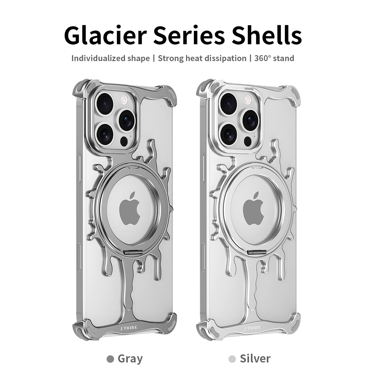 Armor King Glacier MagSafe Pivot Ring Stand Air Cushion Shockproof Metal Case Cover