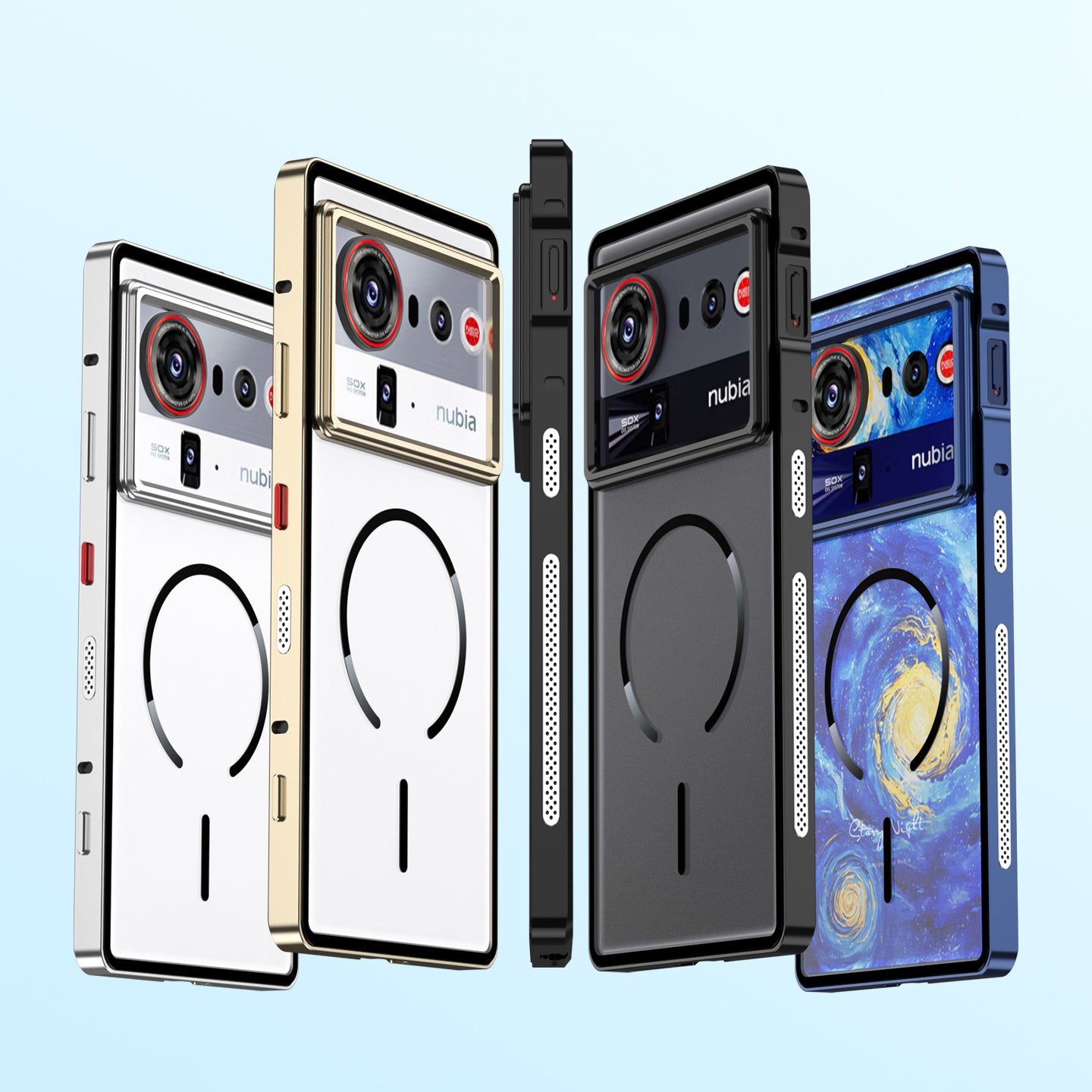 Armor King MagSafe Elastic Buckle Heat Dissipation Metal Bumper Frosted Acrylic Back Case Cover