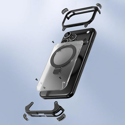 Oatsbasf MagSafe Pivot Ring Stand Air Cushion Metal Case Cover