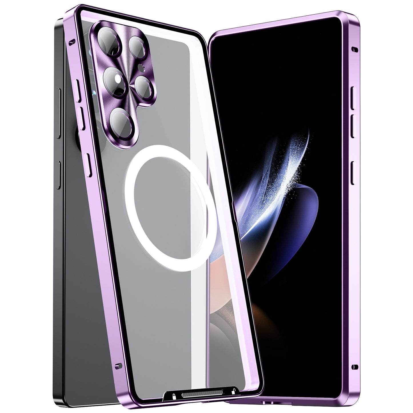Kylin Armor MagSafe Magic Shield Aluminum Metal Bumper Frosted Back Case Cover for Samsung Smartphones