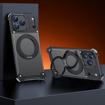 Armor King Sword Shadow MagSafe 360° Pivot Ring Stand Aromatherapy Transparent Metal Case Cover