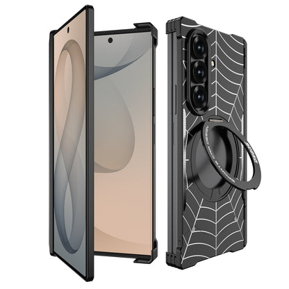Armor King Spiderweb MagSafe Pivot Ring Stand Shockproof Frameless Metal Case Cover