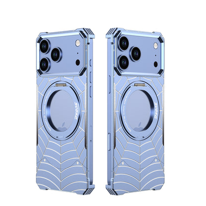 Armor King Spiderweb MagSafe Pivot Ring Stand Shockproof Frameless Metal Case Cover
