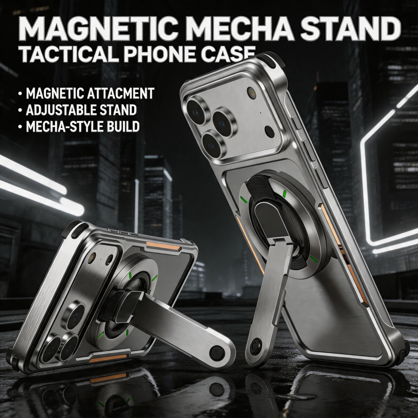 Luphie Mecha Armor Metal Case Cover with Magnetic Ring Holder MagSafe Bracket