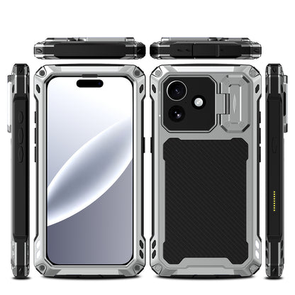 Armor King Silver Shield MagSafe Lens Protector Kickstand Military Heavy Duty Metal Case