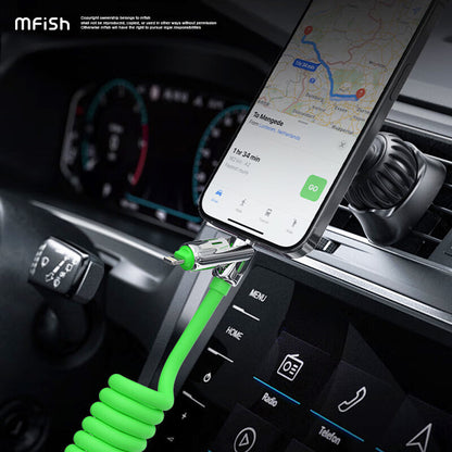 Mfish Armored Dragon I 240W USB-A+Type-C to Lightning+Type-C 4-in-1 Elastic Data Cable Charging Line