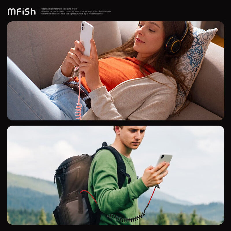 Mfish Armored Dragon VIII 240W USB-A+Type-C to Lightning+Type-C 4-in-1 Elastic Data Cable Charging Line