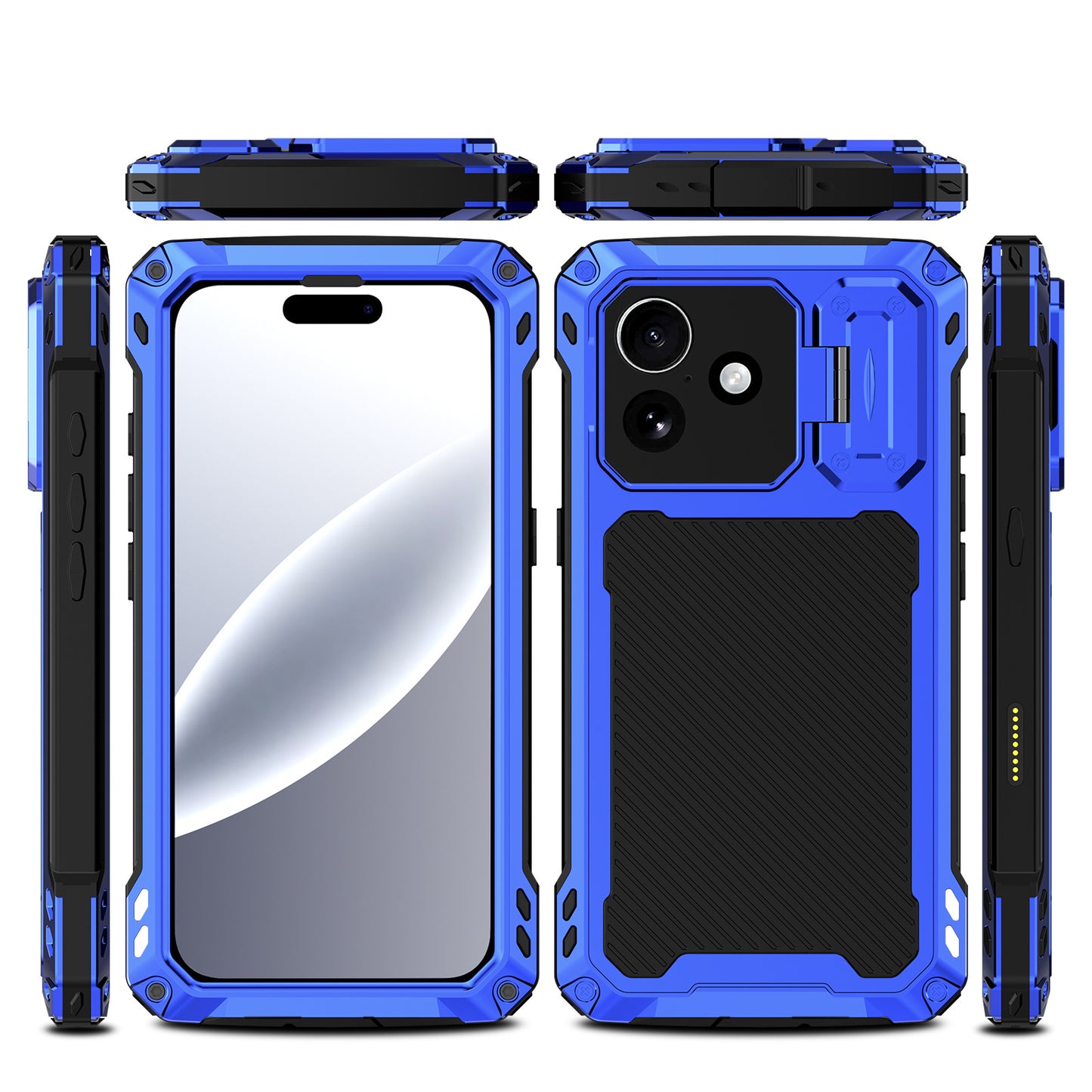 Armor King Silver Shield MagSafe Lens Protector Kickstand Military Heavy Duty Metal Case