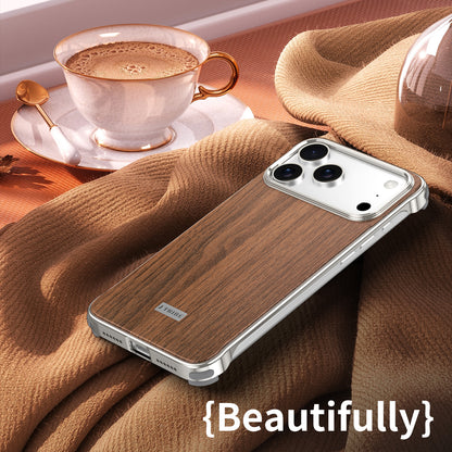 Armor King MagSafe Walnut Wood Back Bezel-less Metal Case Cover