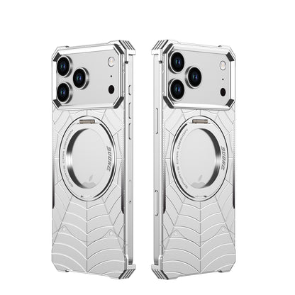 Armor King Spiderweb MagSafe Pivot Ring Stand Shockproof Frameless Metal Case Cover