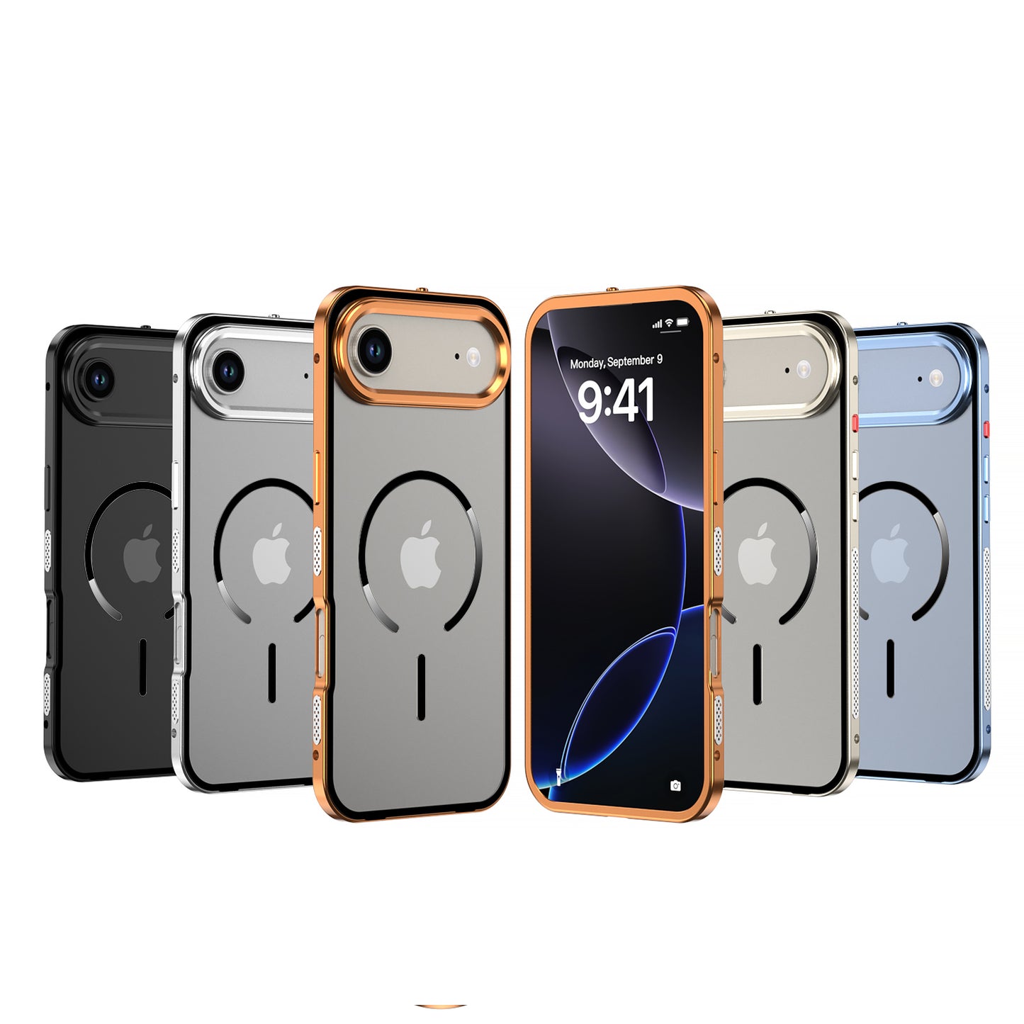 Armor King MagSafe Elastic Buckle Heat Dissipation Metal Bumper Frosted Acrylic Back Case Cover