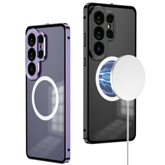 Kylin Armor Elastic Buckle MagSafe Aluminum Metal Bumper Acrylic Back Case Cover