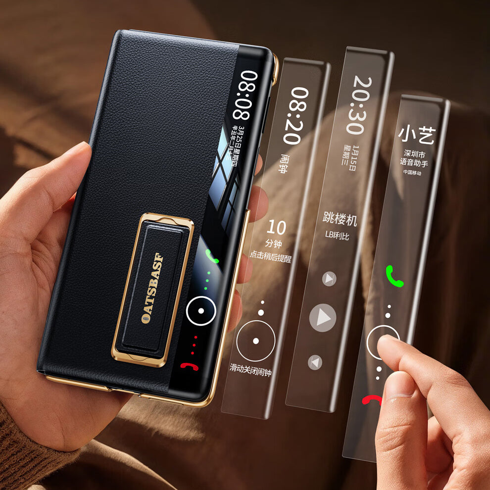 Oatsbasf 360° Rotatable Kickstand Strap Wristband Shockproof Leather Case Cover