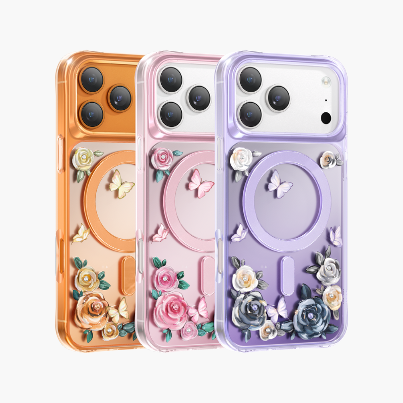 Keephone RoseLand MagSafe Military-grade shockproof Crystals 3D Case Cover