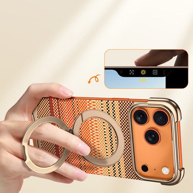 Armor King Artistic MagSafe Borderless Pivot Ring Stand Case Cover