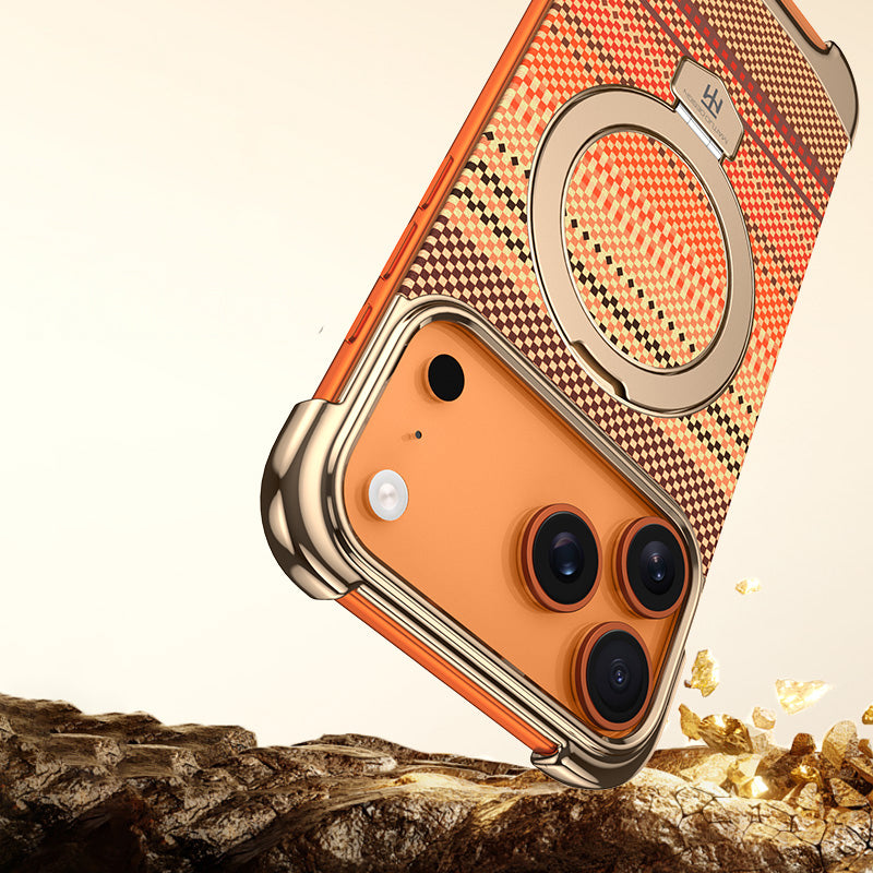 Armor King Artistic MagSafe Borderless Pivot Ring Stand Case Cover