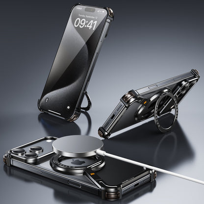 Oatsbasf Z MagSafe Pivot Ring Stand Air Cushion Metal Case Cover