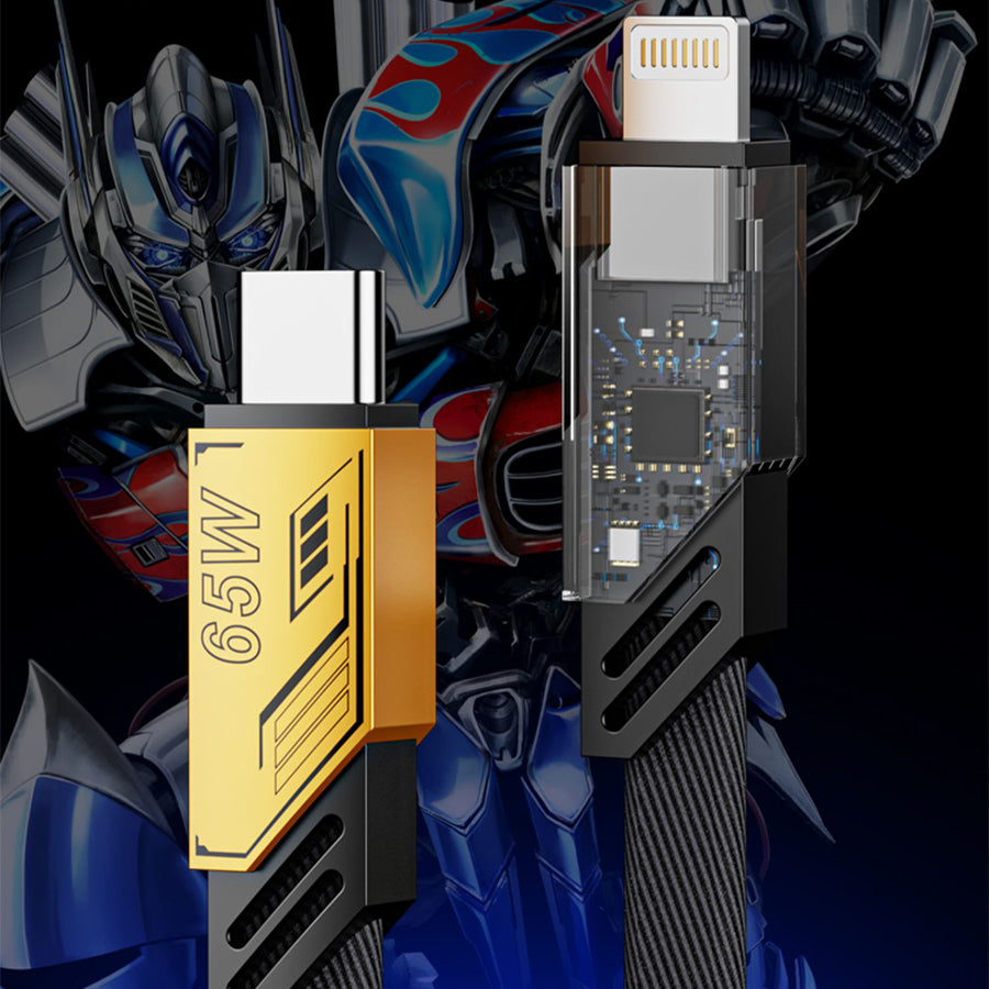 Transformers 2-in-1 65W Type-C + 27W Apple Lightning PD Fast Charging Cable