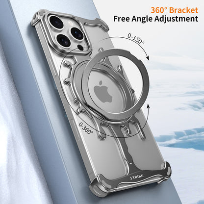 Armor King Glacier MagSafe Pivot Ring Stand Air Cushion Shockproof Metal Case Cover
