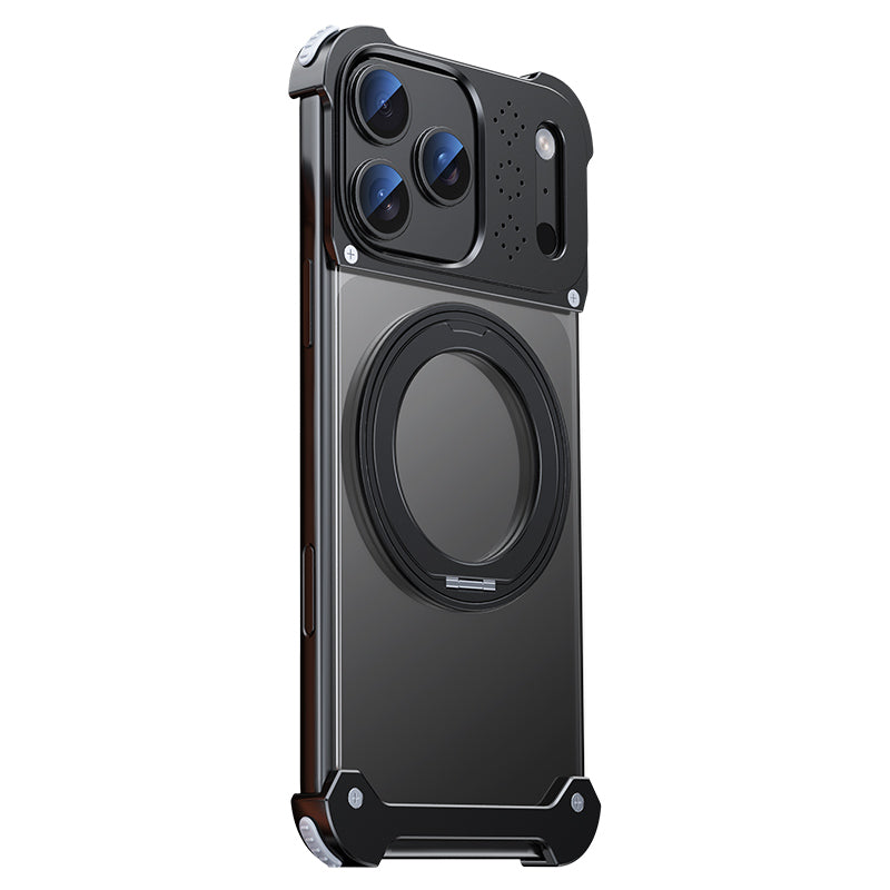 Armor King Sword Shadow MagSafe 360° Pivot Ring Stand Aromatherapy Transparent Metal Case Cover