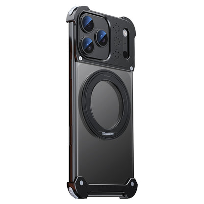 Armor King Sword Shadow MagSafe 360° Pivot Ring Stand Aromatherapy Transparent Metal Case Cover