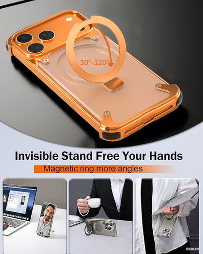 Oatsbasf MagSafe Pivot Ring Stand Air Cushion Metal Case Cover