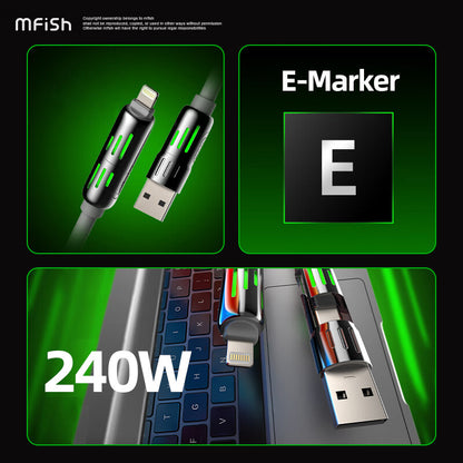 Mfish Armored Dragon I 240W USB-A+Type-C to Lightning+Type-C 4-in-1 Data Cable Charging Line