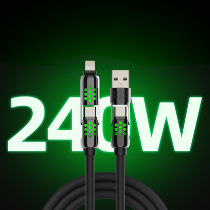 Mfish Armored Dragon VIII 240W USB-A+Type-C to Lightning+Type-C 4-in-1 Data Cable Charging Line