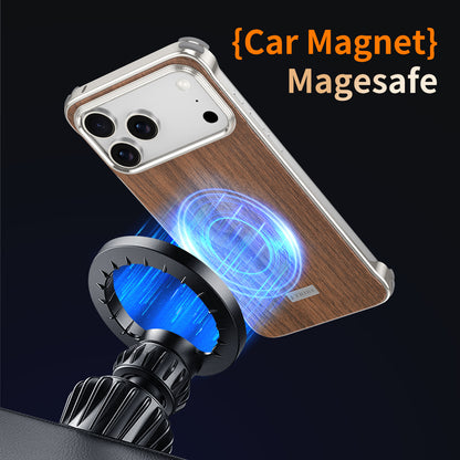 Armor King MagSafe Walnut Wood Back Bezel-less Metal Case Cover