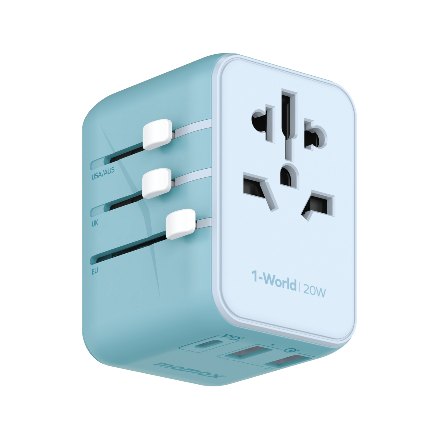 MOMAX 1-World 20W 3-Port + AC Charger Travel Adapter