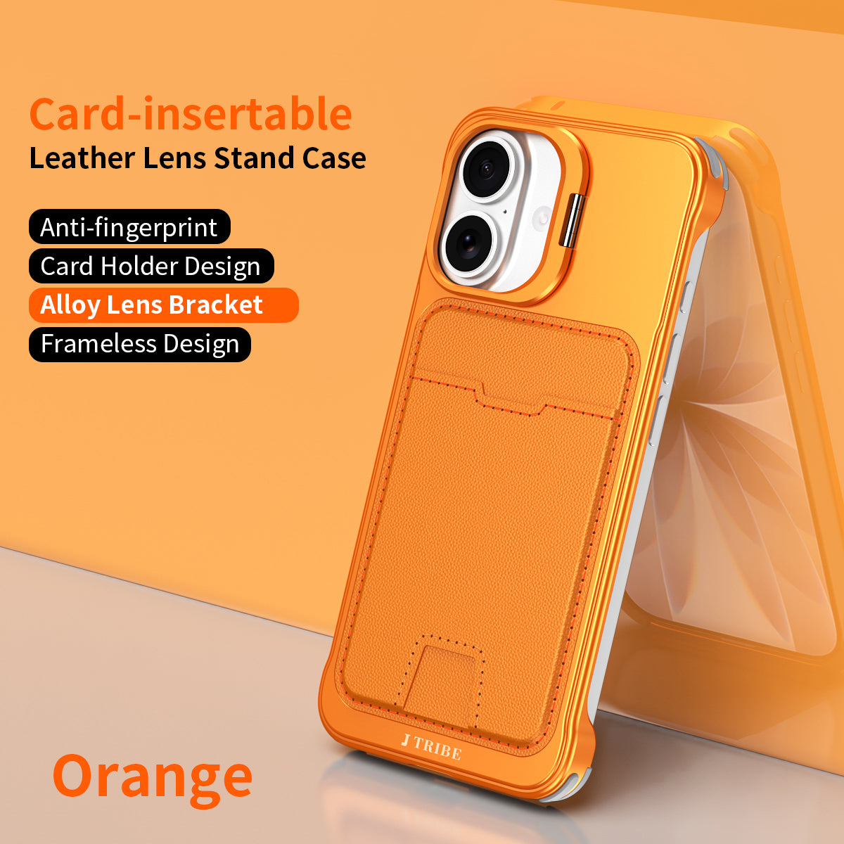 Armor King Lens Stand Leather Card Holder Borderless Metal Case Cover