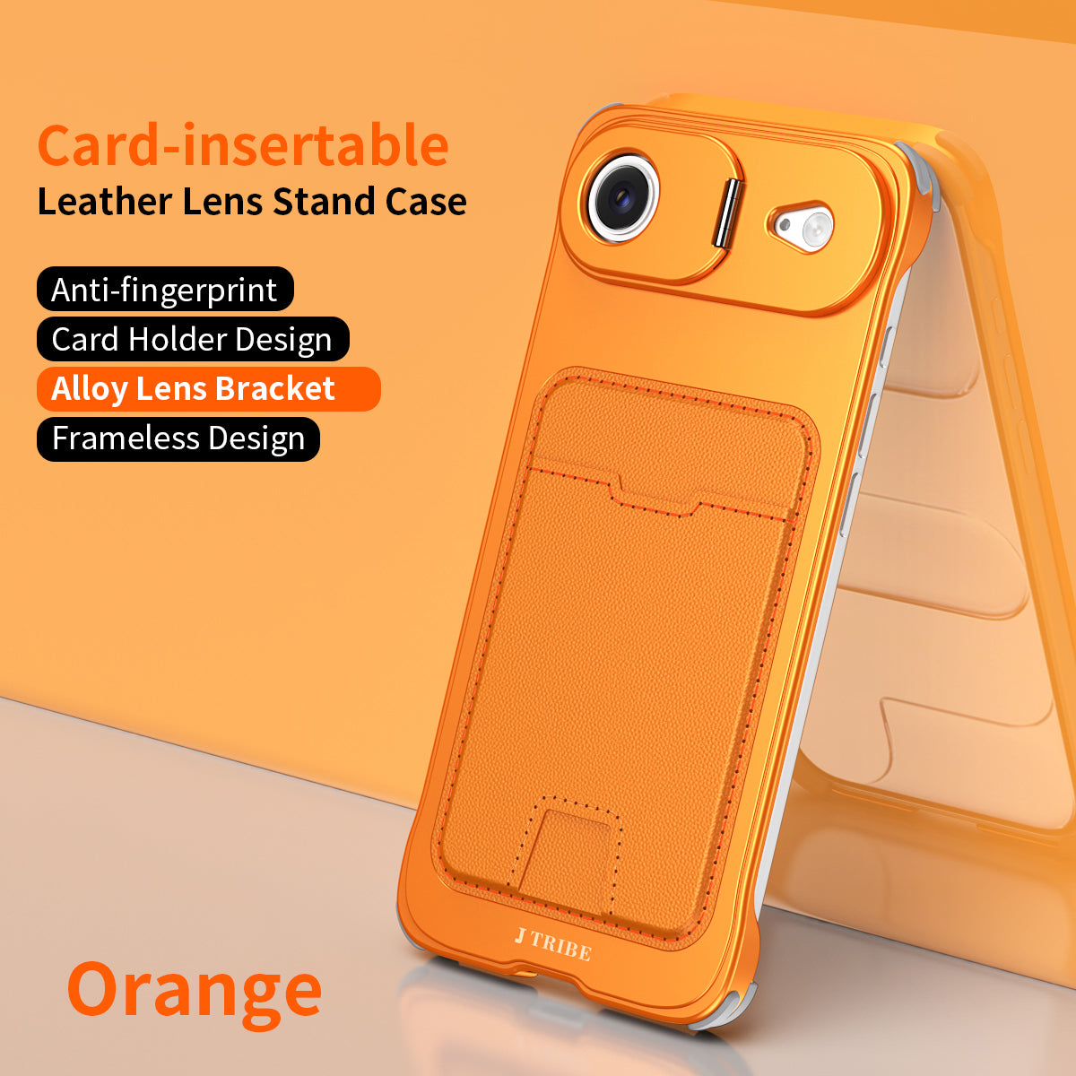 Armor King Lens Stand Leather Card Holder Borderless Metal Case Cover