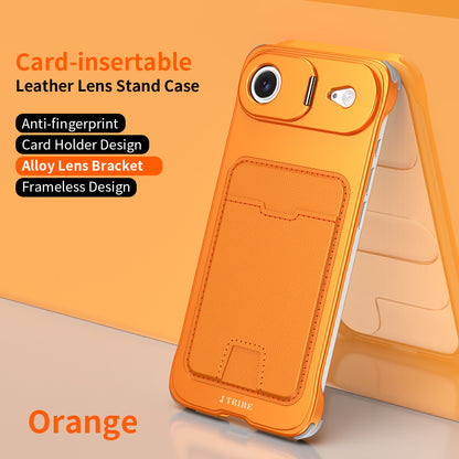 Armor King Lens Stand Leather Card Holder Borderless Metal Case Cover